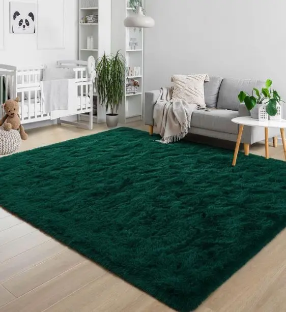 Fluffy Soft Dark Green Shaggy Rugs