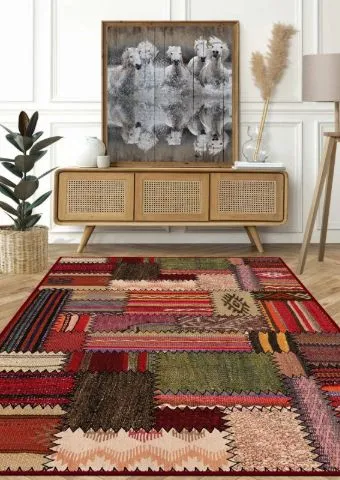 Intricate Patterns with bold colors Patchwork Rug