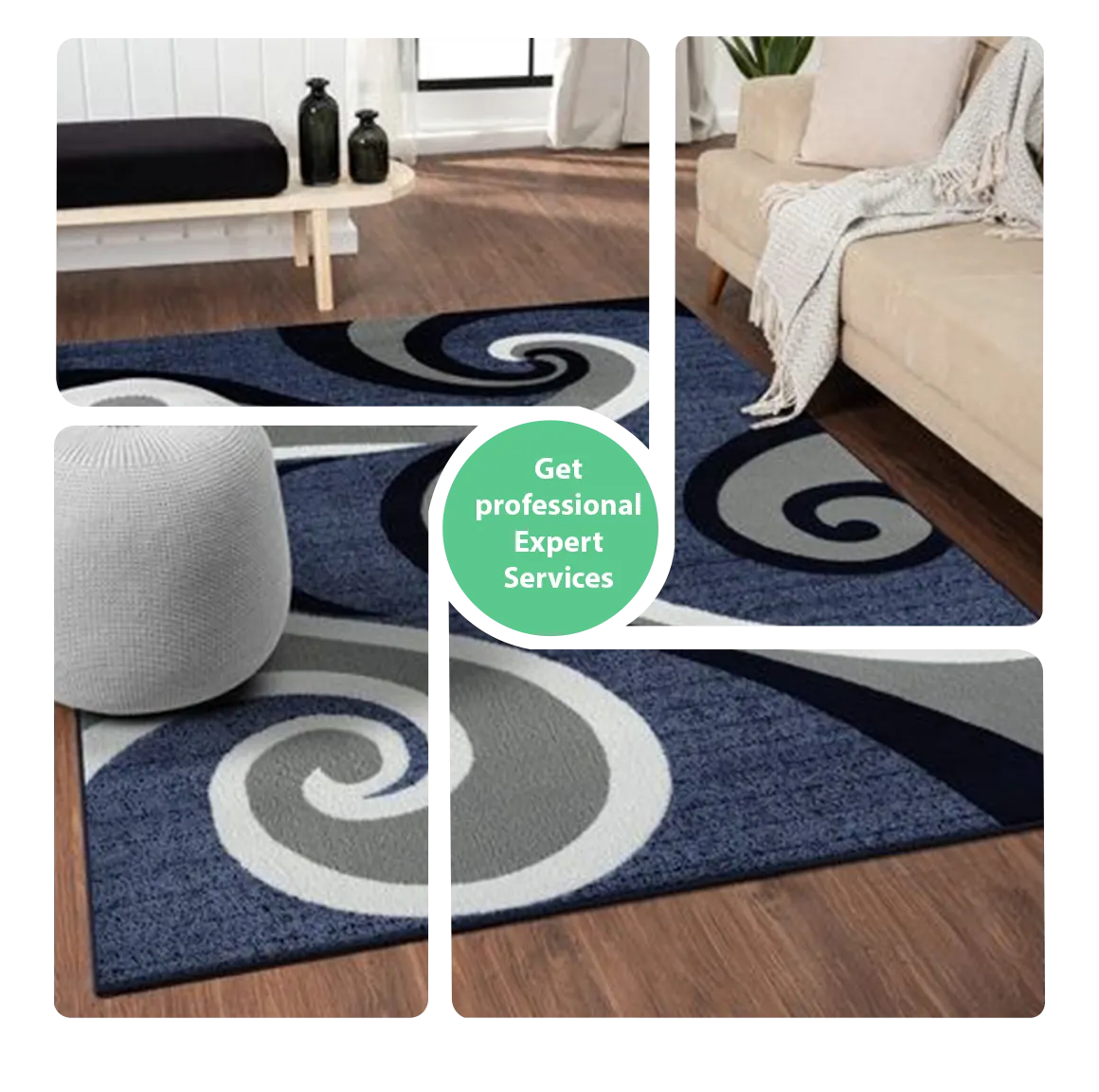 Modern Abstract Blue Area Rug