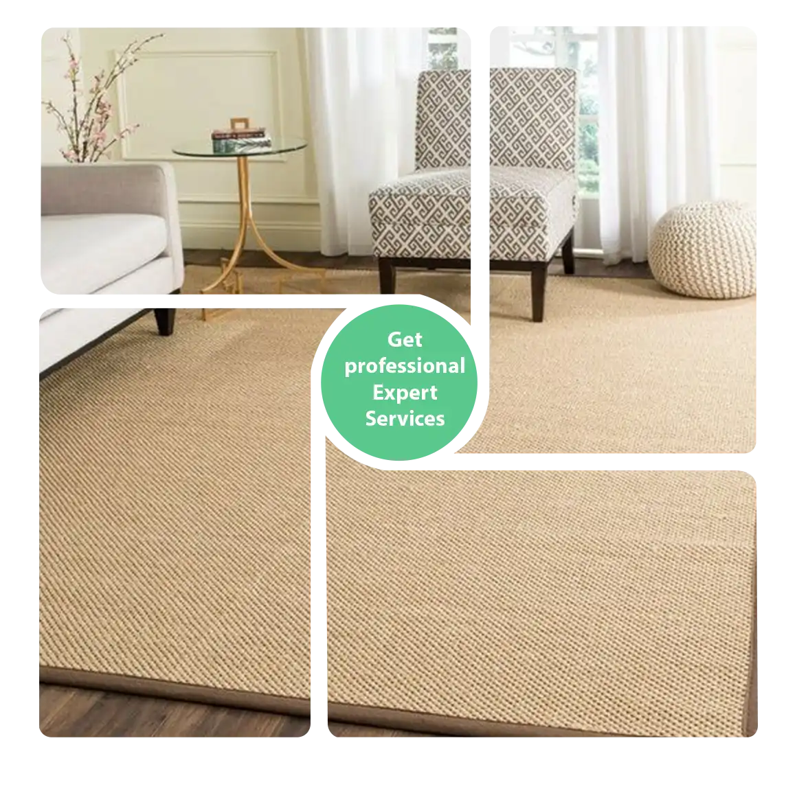 Natural Fiber Sisal Pile Solid Color Rug