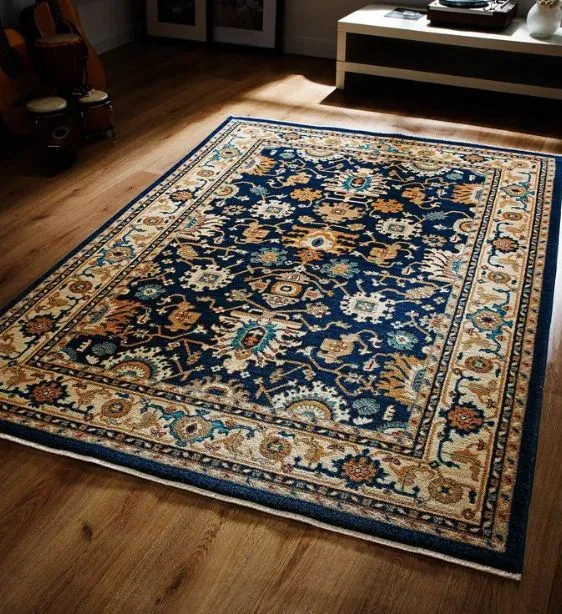 Navy Blue Traditional Persian-style Rug