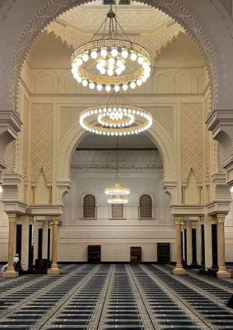 Navy and Gold archway Pattern Mosque Carpet