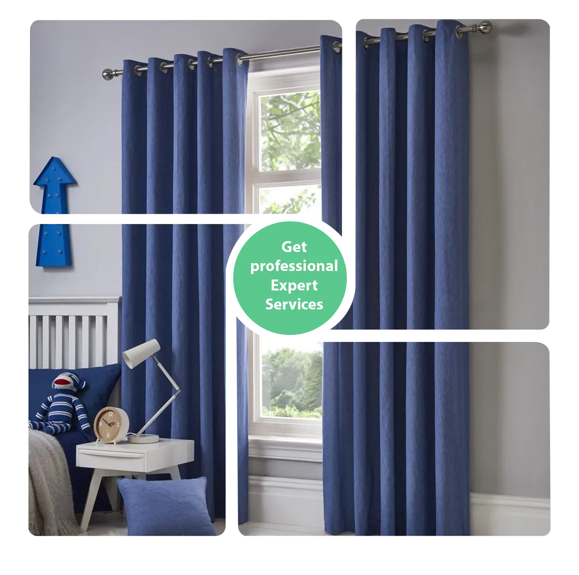 Blue Eyelet Cotton Curtains
