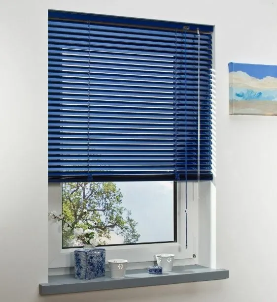 Blue Venetian Blinds Window