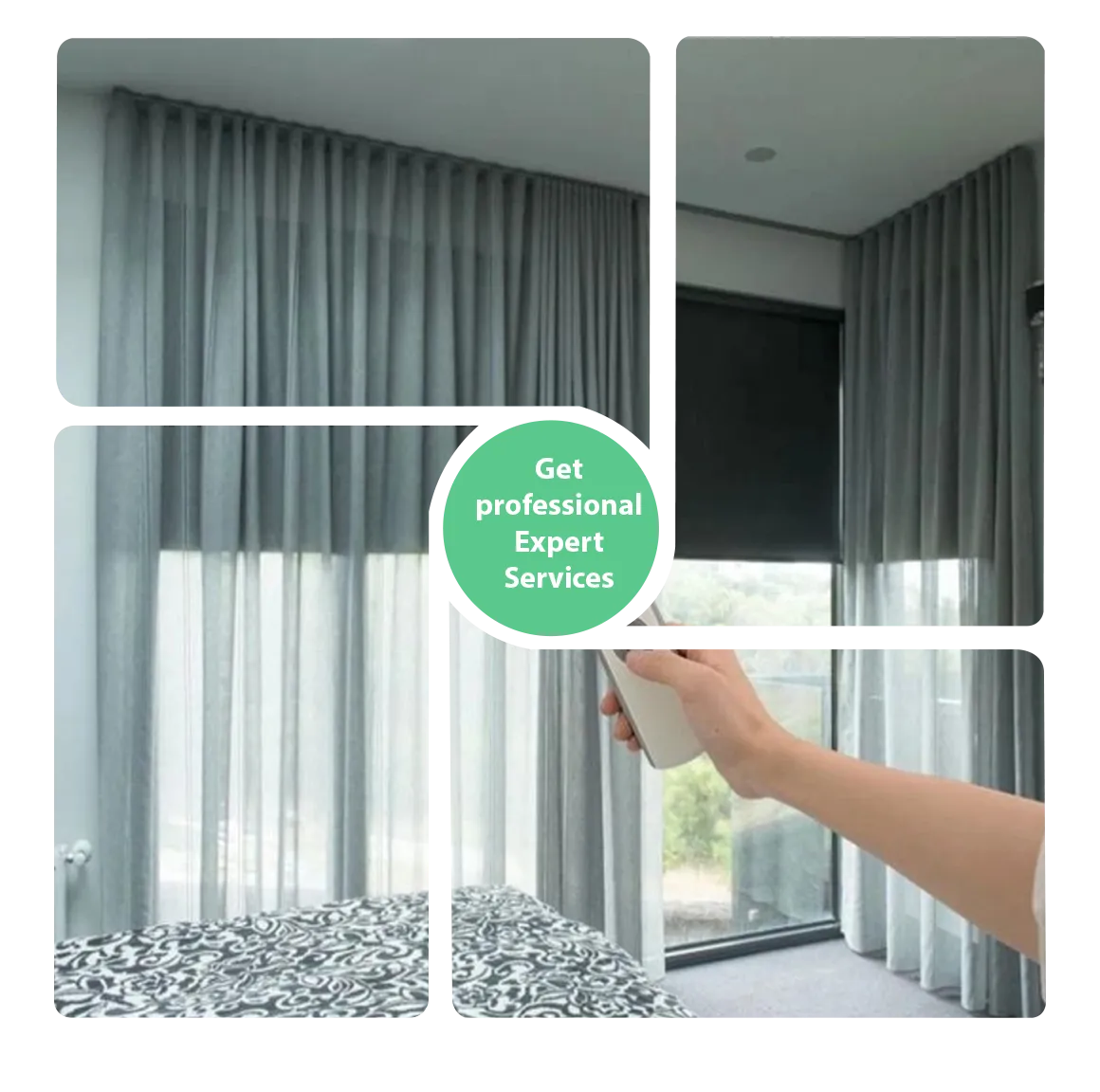 Premium Grey Motorized Curtains in Dubai