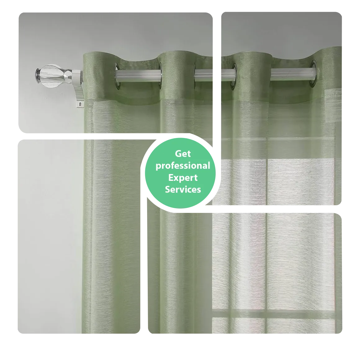 Solid Sage Green Sheer Window