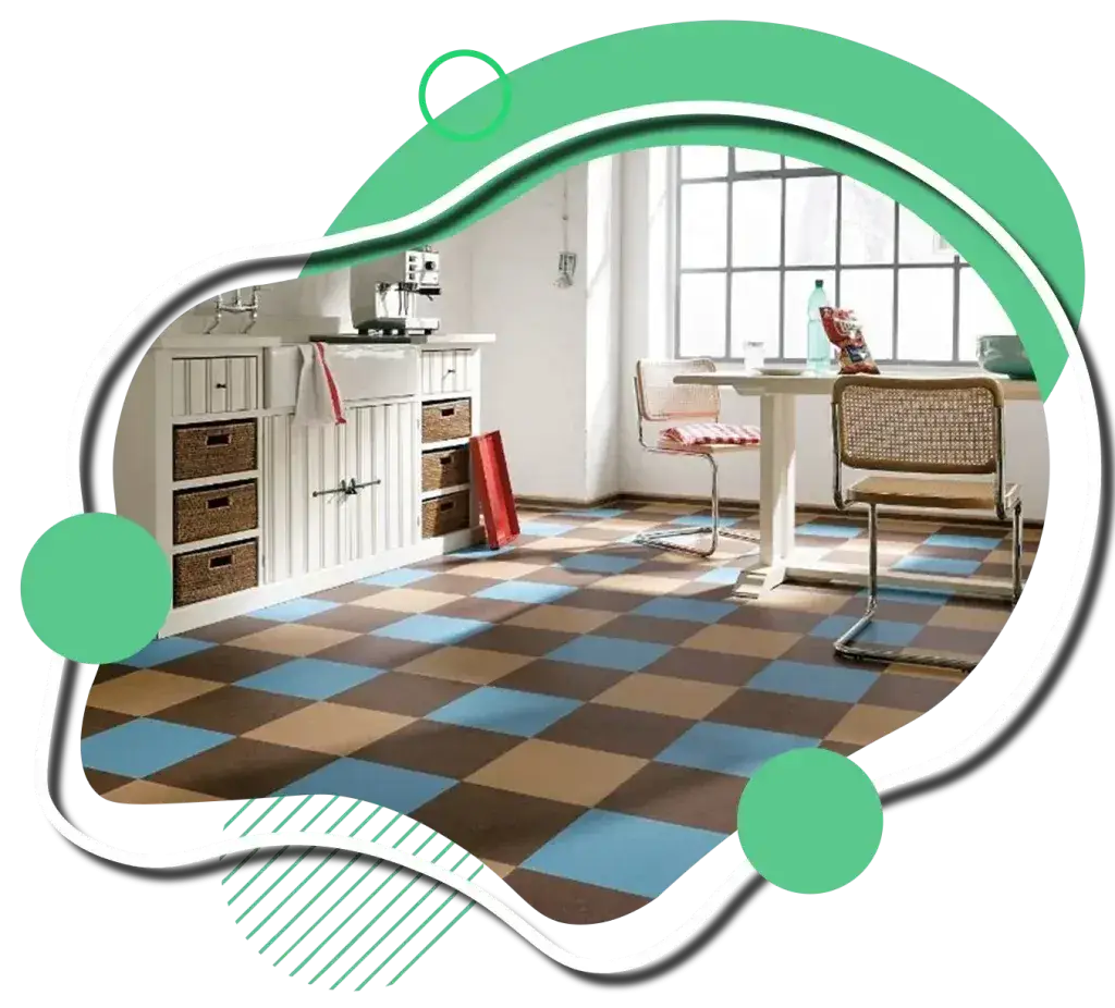 Brown Blue checkerboard Linoleum