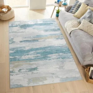 Aqua Mist Distressed Modern Rugs