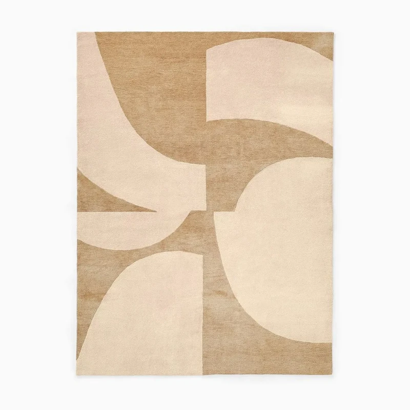 Neutral Abstract Wool Rug Close