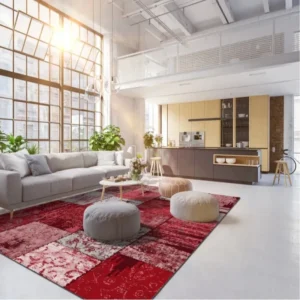 Red Turkish Patchwork Area Rugs