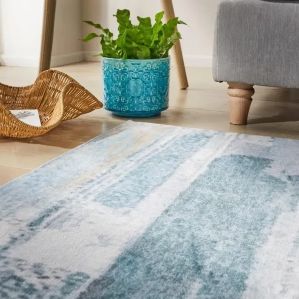 Aqua Mist Distressed Modern Rugs - Carpets Abu Dhabi