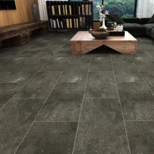 Charcoal Grey Travertine SPC Vinyl Tiles Flooring