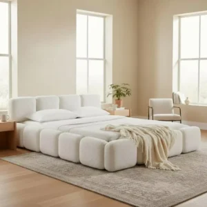 Boucle Upholstered Bed